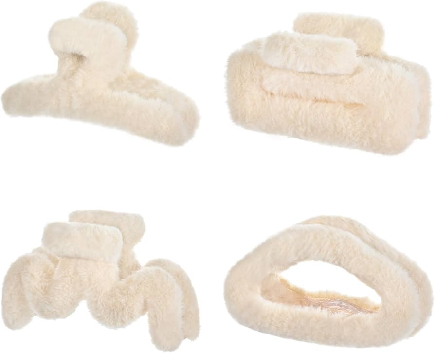 4-Piece Faux Fur Hair Accessories: Versatile Clips for Thin/Thick Hair, Strong Hold Non-Slip Clam... | Amazon (US)