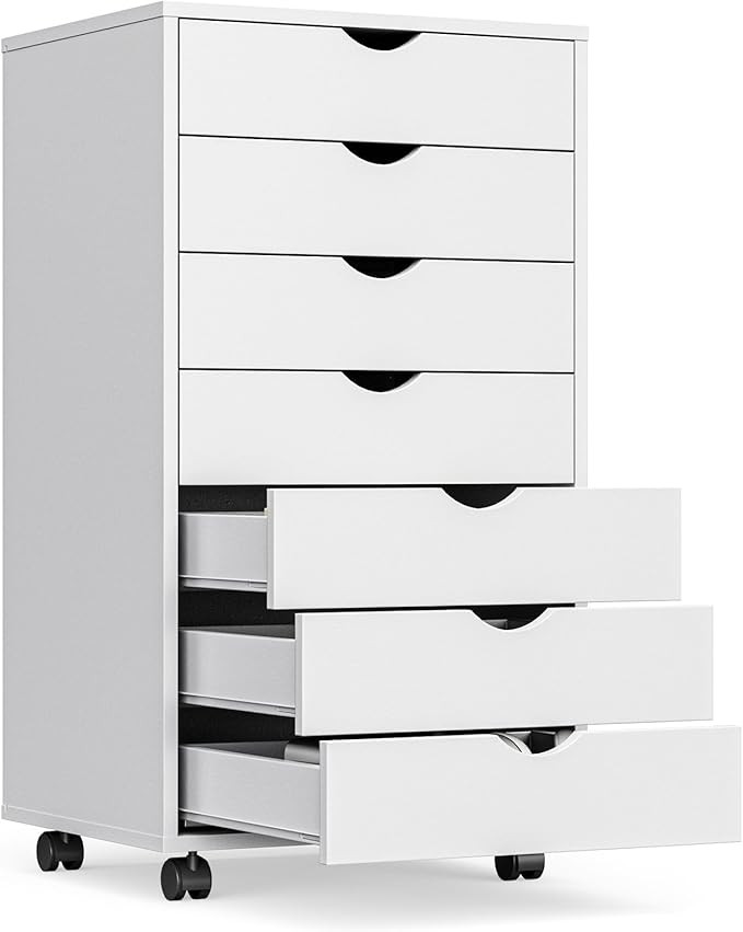OLIXIS 7 Drawer Mobile File Cabinet Under Desk Storage Organization with Wheels Vertical Filing C... | Amazon (US)