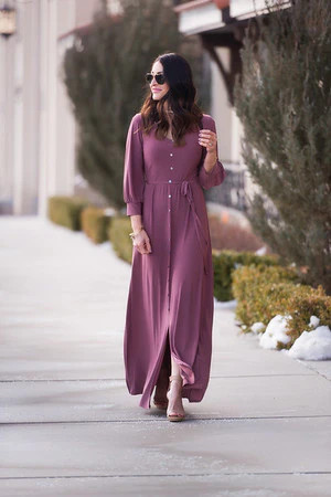 Brigitte Brianna V-Neck Maxi Dress | Sexy Modest