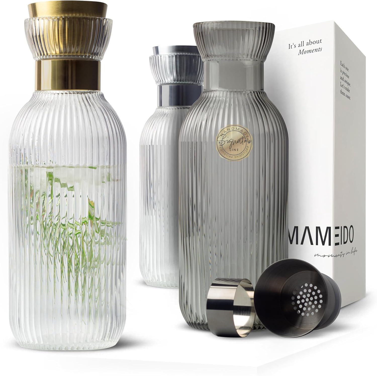 MAMEIDO Carafe Eau en Verre 1l - Carafe en Verre avec Couvercle et Passoire, Pichet Eau élégant... | Amazon (FR)
