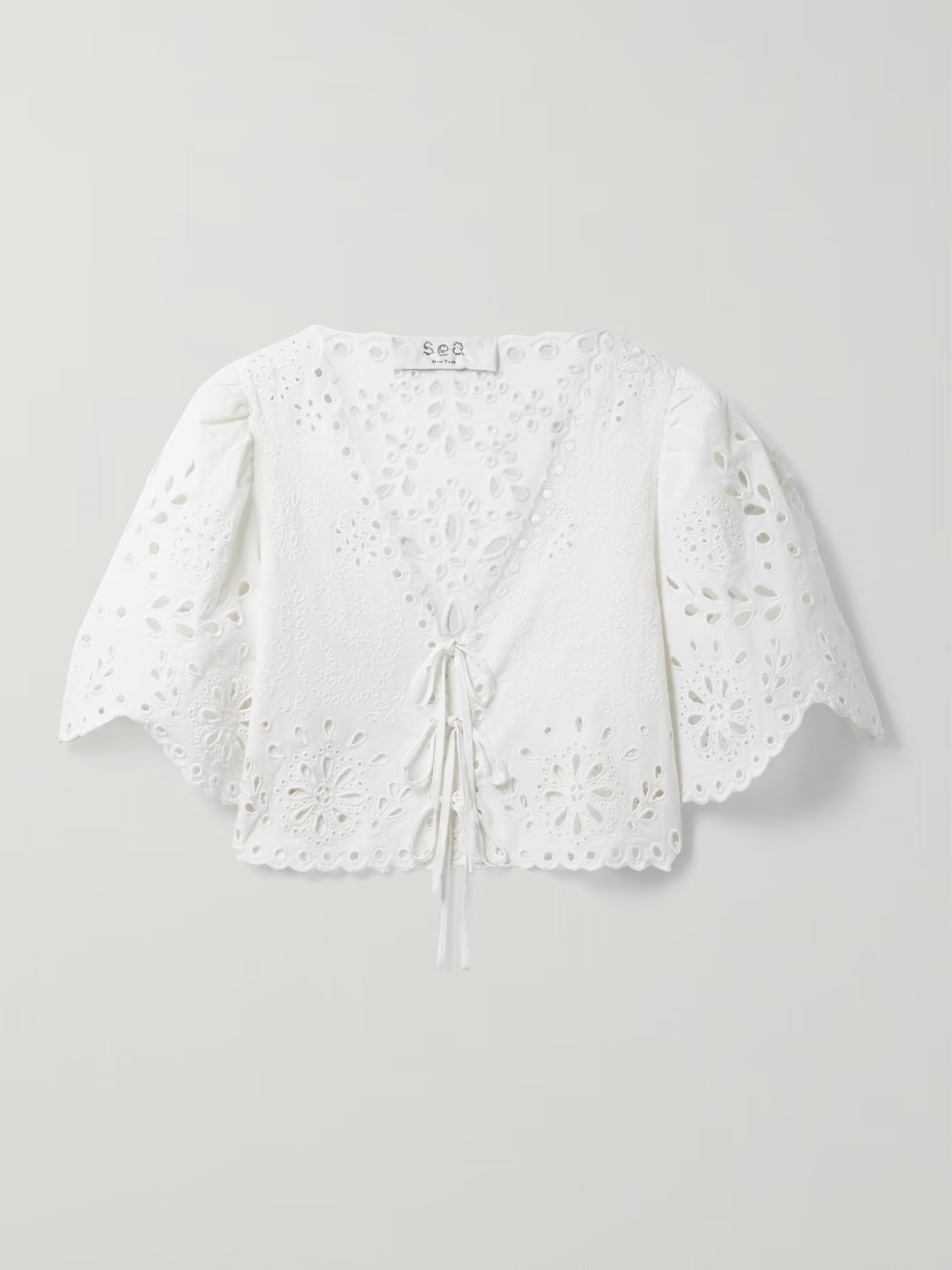 Tali cropped broderie anglaise cotton and linen-blend top | NET-A-PORTER (US)