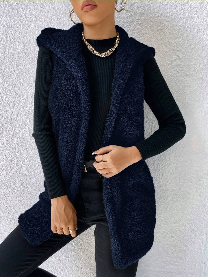 SHEIN Met kap Teddy Vest | SHEIN