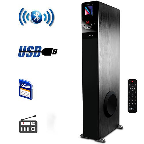 beFree Sound Bluetooth Powered Tower Speaker in Black | HSN