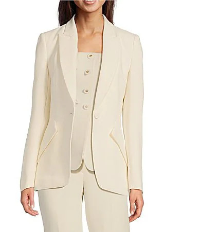 Muse by Marchesa Daphne Stretch Crepe Notch Lapel Collar Neck Long Sleeve One Button Blazer - 2 | Dillard's