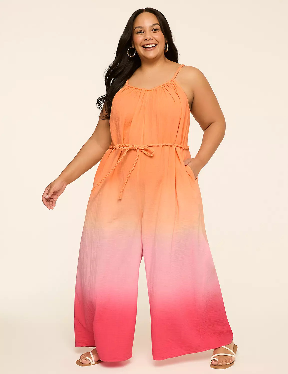 Braided-Strap Wide Leg Jumpsuit | LaneBryant | Lane Bryant (US)