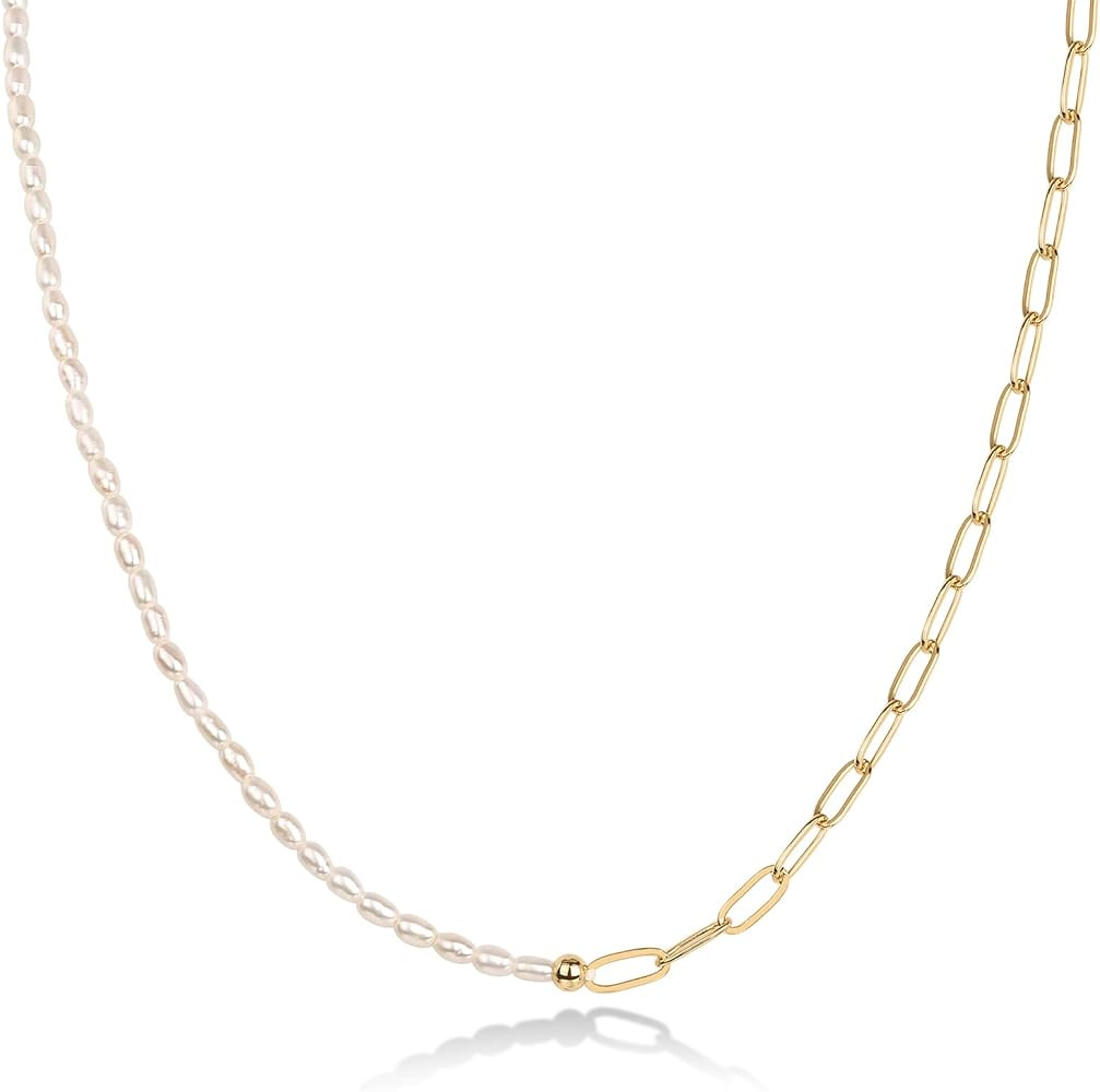 PAVOI 14K Gold Plated Freshwater Pearl Necklace for Women | Amazon (US)