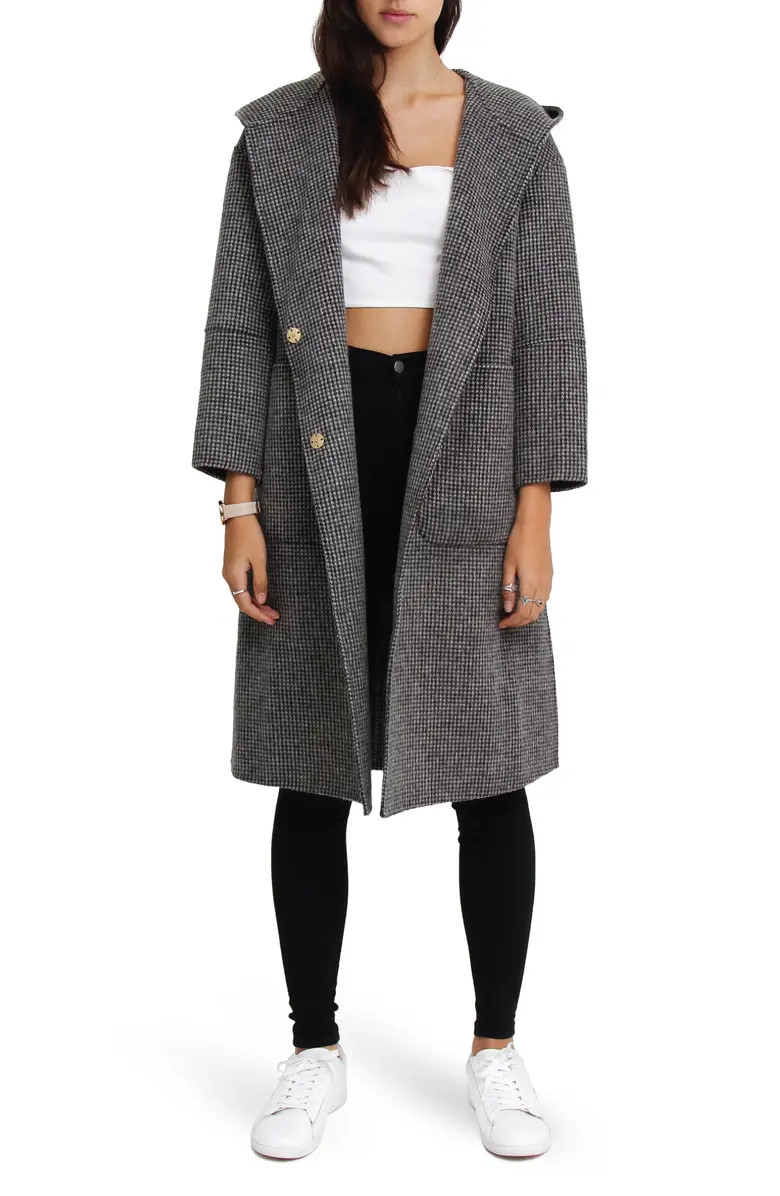 BELLE AND BLOOM Walk This Way Houndstooth Print Wool Blend Coat | Nordstromrack | Nordstrom Rack