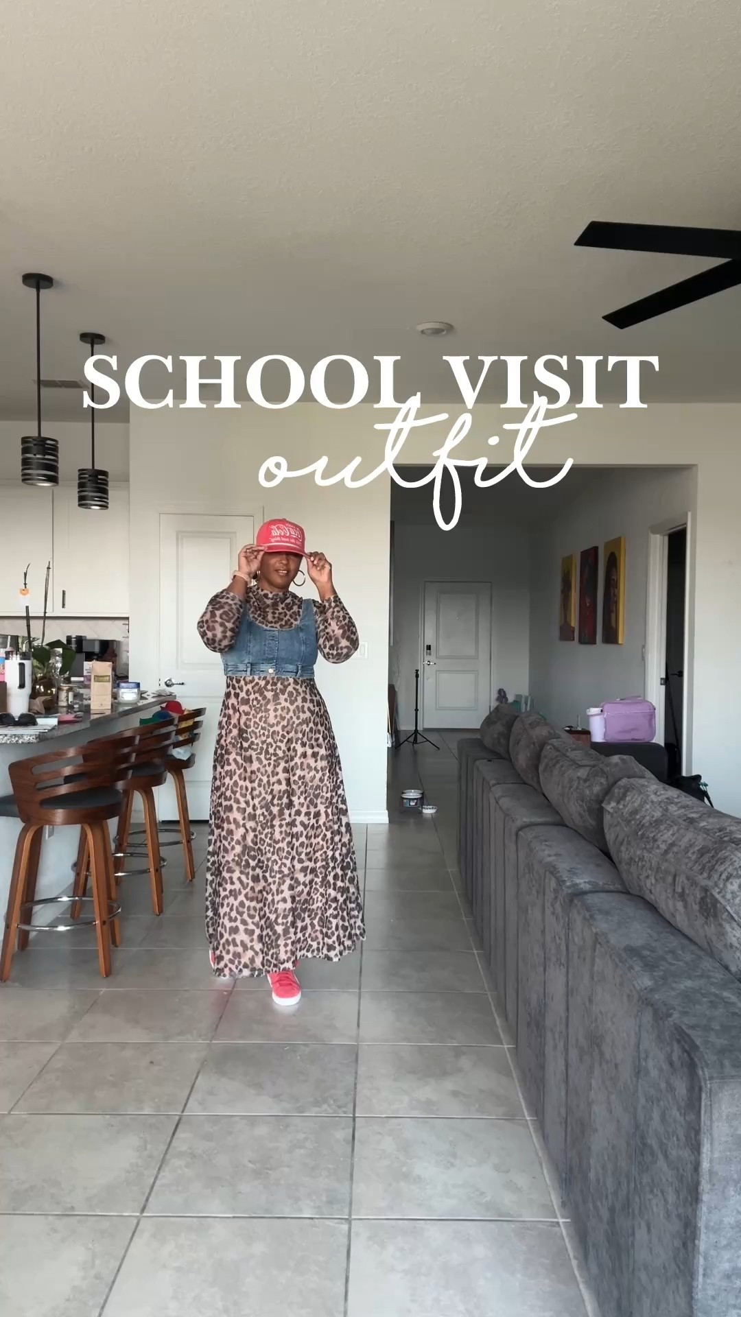 Leopard dress and red SnapBack hat outfit  

#LTKootd #LTKOver40 #LTKMidsize