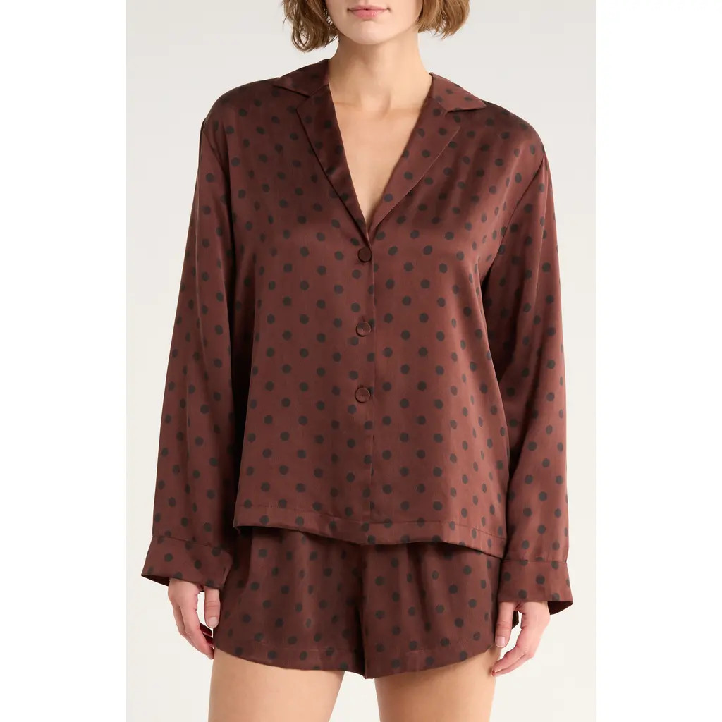 Lunya Washable Silk Short Pajamas in Chocolate Ellip at Nordstrom, Size Medium | Nordstrom