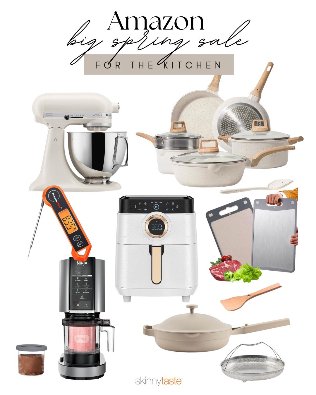 Amazon Big Spring Sale | Kitchen Favorites all on sale including my favorite 8 quart air fryer, Kitchen Aid 5 qt stand mixer, Ninja Creami, Carote nonstick pans, non-toxic cutting board, thermo pro digital thermometer, and Our place always pan. All on sale today!

#LTKSaleAlert #LTKHome