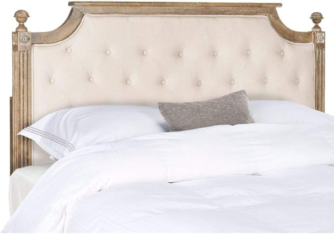 Safavieh Home Collection Tufted Linen Rustic Oak and Beige Headboard (Full) | Amazon (US)