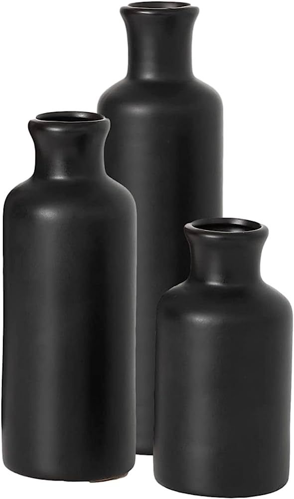 Sullivans Ceramic Vase Set - 3 Small Matte Black Vases, Modern Home Decor, Boho Vases, Sleek Matt... | Amazon (US)