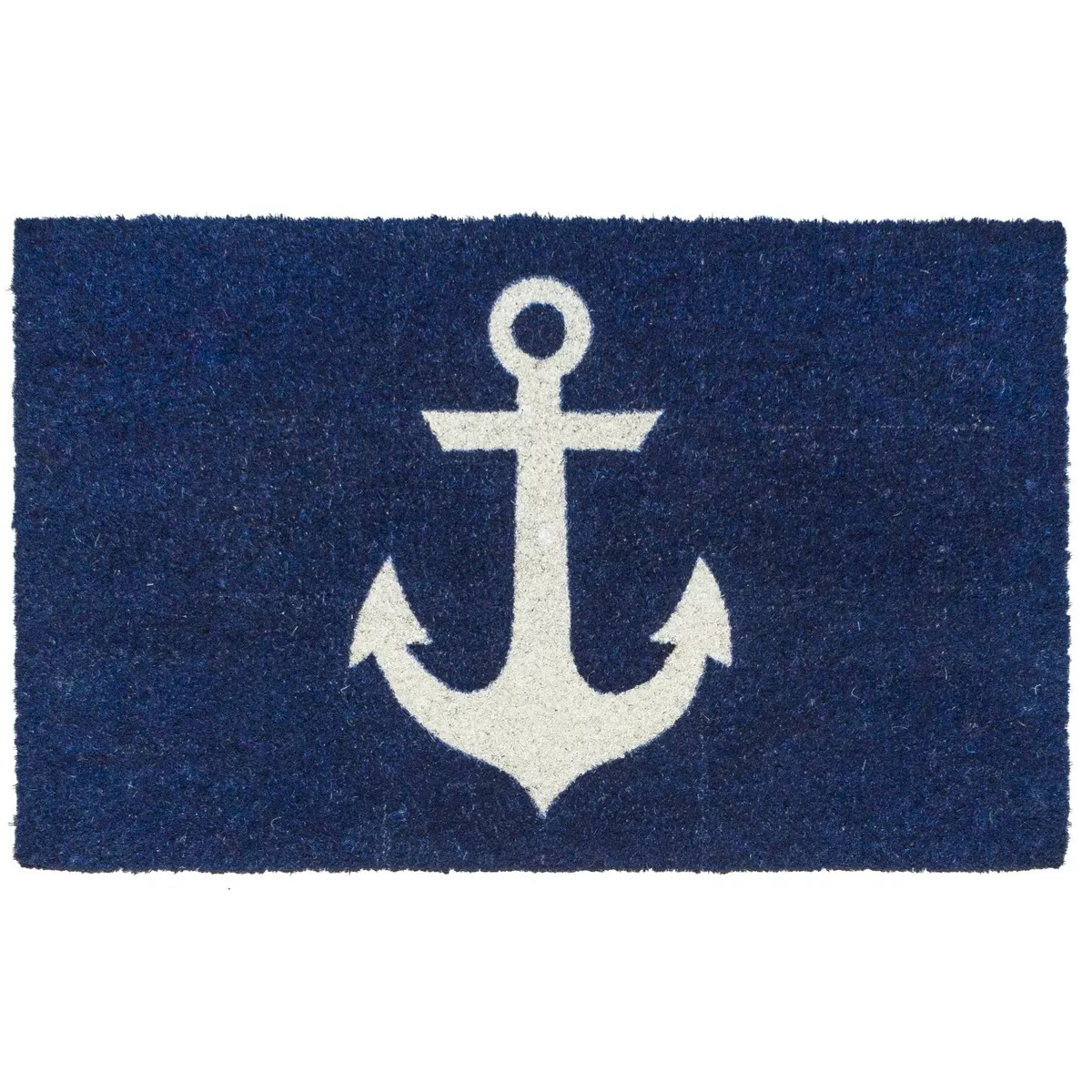 1'4" x 2'4" Anchor Nautical Indoor/Outdoor Coir Doormat Blue/White - Entryways: PVC Backed, Shake... | Target