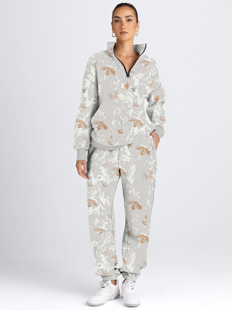 AUTOMET Women's Sweatsuits 2 Piece Outfits Lounge Sets Long Sleeve Half Zip Pullover and Baggy Sw... | Amazon (US)