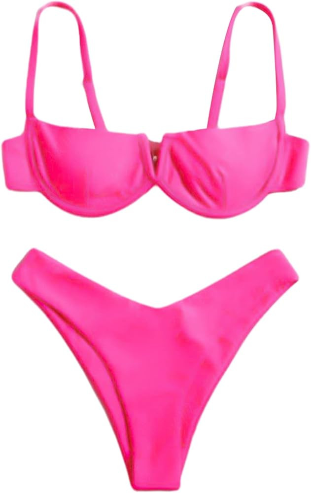 Avanova Women's Sexy Bikini Set Spaghetti Strap Floral Print Underwire Swimsuit Bathing Suits | Amazon (US)