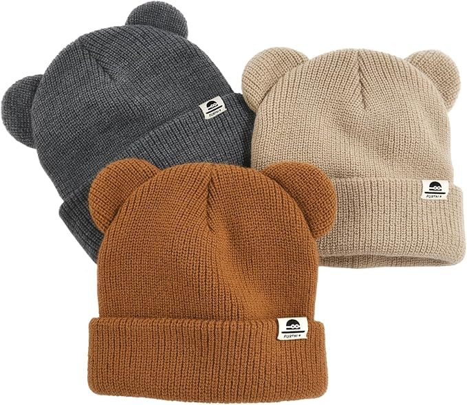FURTALK Baby Beanie Winter Hat with Bear Ear for Infant Toddler Boys Girls Soft Knitted Skull Cap | Amazon (US)