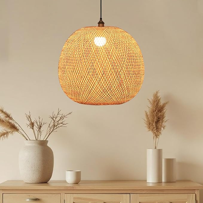GCQ Bamboo Lantern Chandelier, Retro Japanese Style E27 Chandelier Hanging Light Ceiling Lighting... | Amazon (US)