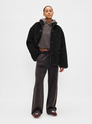 Recycled Sherpa & Vegan Leather-Trim Jacket | Gap (US)