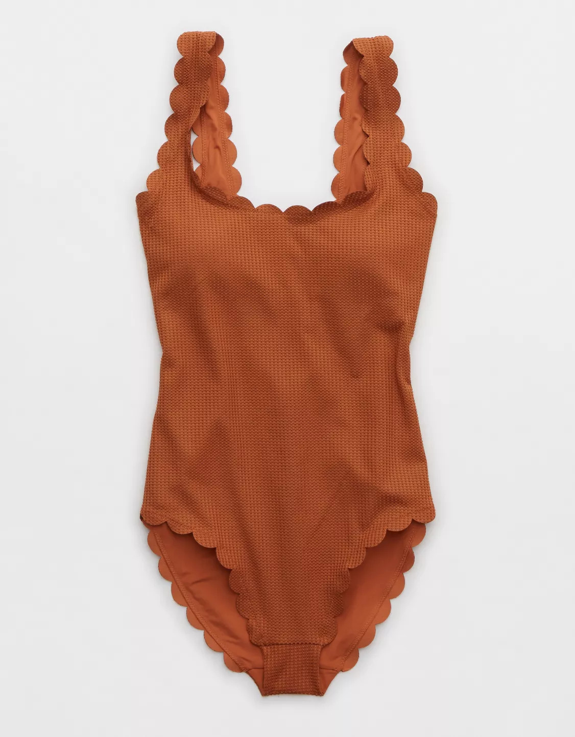 Aerie Waffle Scalloped One Piece Swimsuit | Aerie