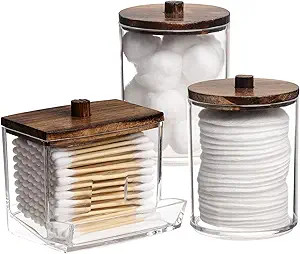 Tbestmax Qtips Holder Bathroom Container, 10/7 OZ Cotton Ball/Swabs Dispenser, Apothecary Jar Org... | Amazon (US)