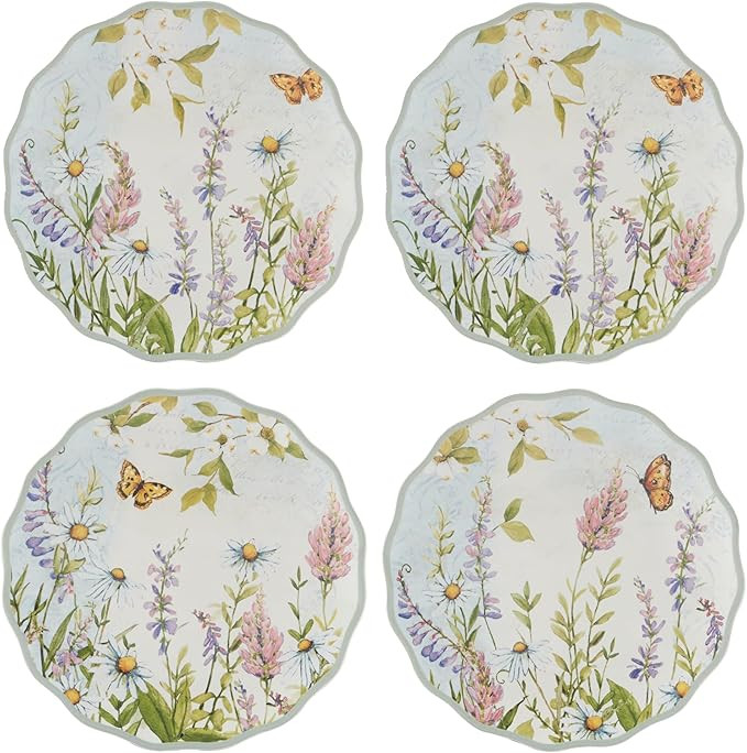 Easter Meadow 6-Inch Canape Plates,Set of 4 – Set of 4 with Whimsical Wildflower & Butterfly De... | Amazon (US)