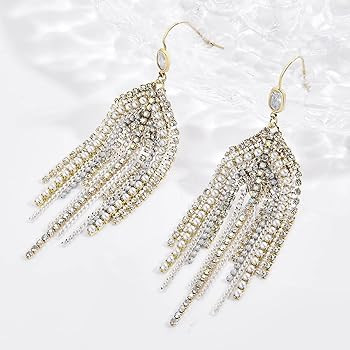 UTTMO Fringe Hook Dangling Earrings, Long Bohemian Handmade Beaded Cubic Zirconia Red Crystal Sta... | Amazon (US)