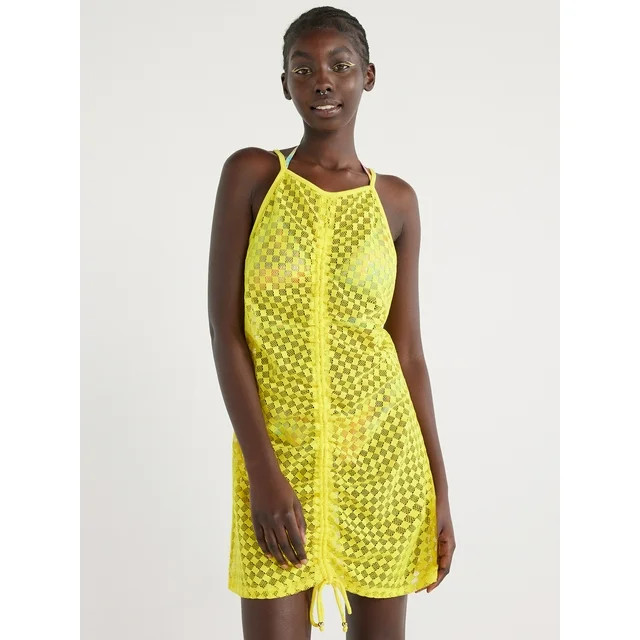 No Boundaries Juniors Adjustable Cinch Mesh Coverup Dress, Sizes S-2XL | Walmart (US)