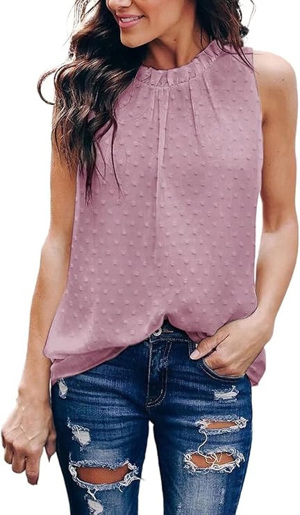 Dokotoo Womens Casual Sleeveless Shirts Halter Neck Leopard Print Tank Top and Blouses | Amazon (US)