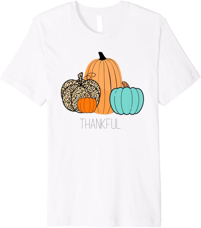 Fall Graphic Tees - Thankful Pumpkins Premium T-Shirt | Amazon (US)
