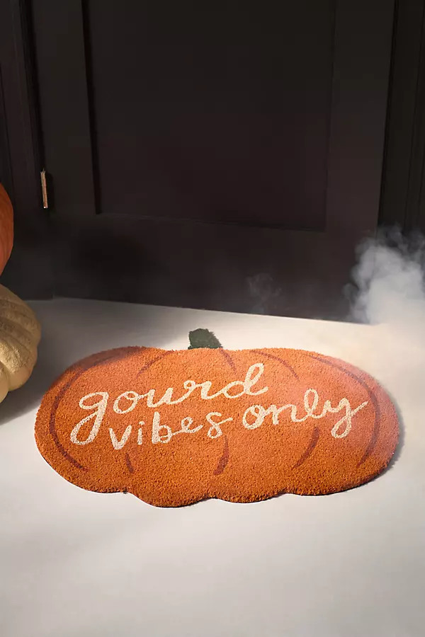 Pumpkin-Shaped Coir Printed Doormat | Anthropologie (US)