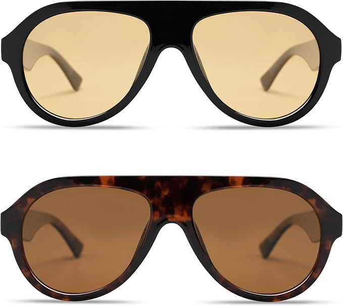 VANLINKER Retro Aviator Polarized Sunglasses for Men Women Trendy 70s Vintage Plastic Frame Sun G... | Amazon (US)