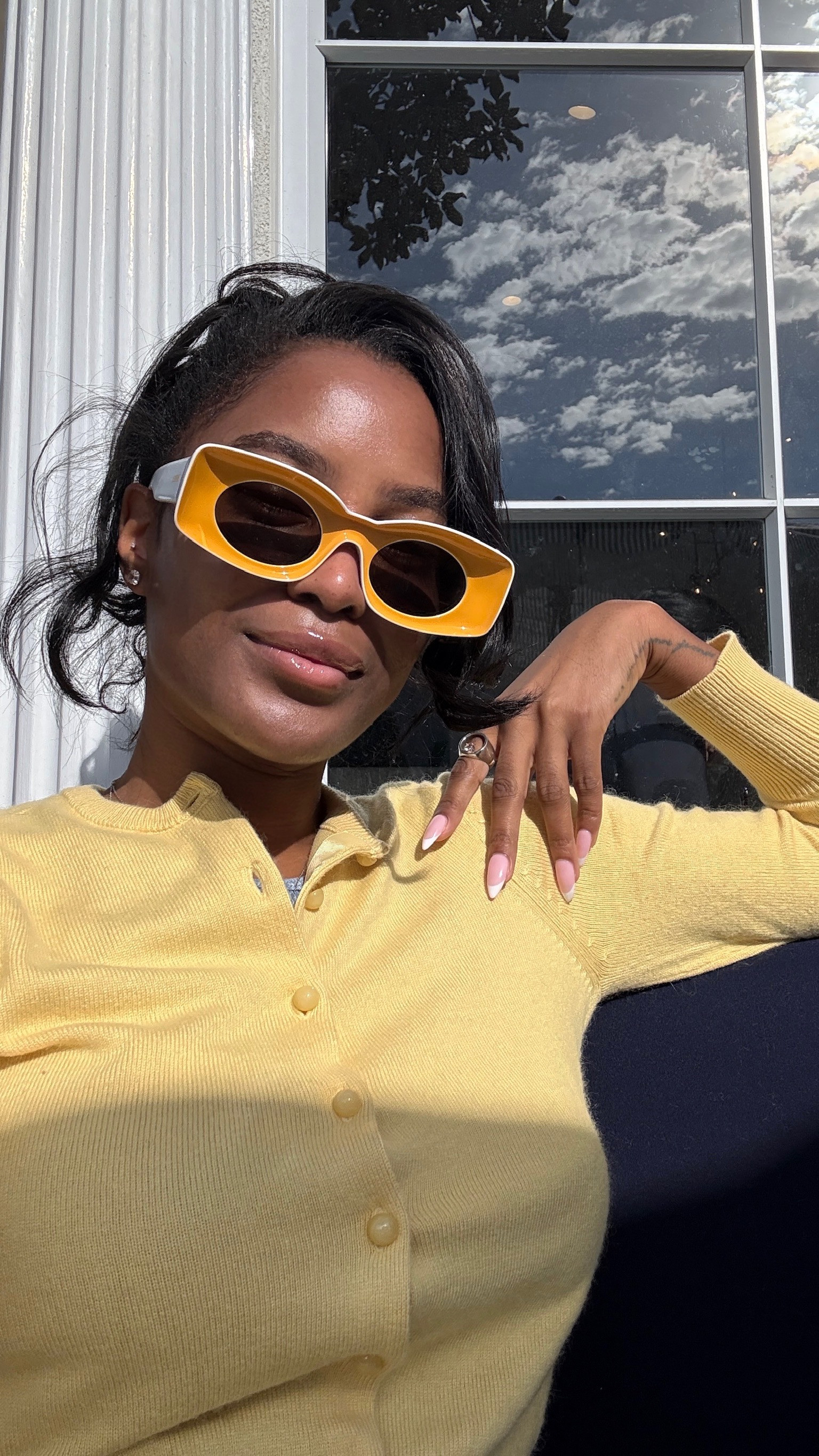 Sunny with a chance of yellow sweaters! 

sunglasses l spring l outfit l sweater 

 