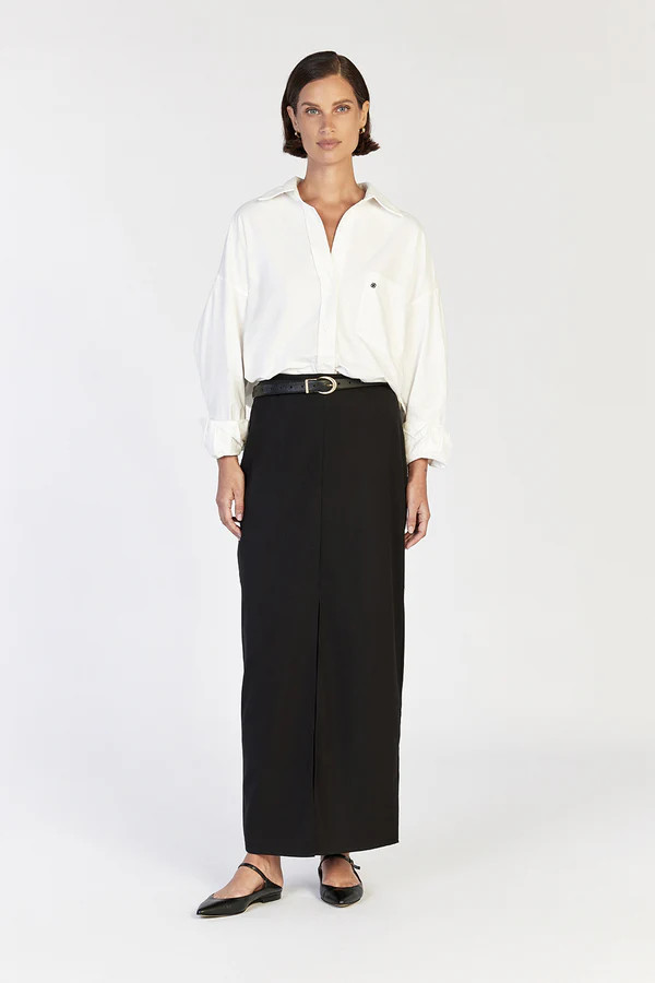 DREW BLACK FRONT MIDI SKIRT | DISSH
