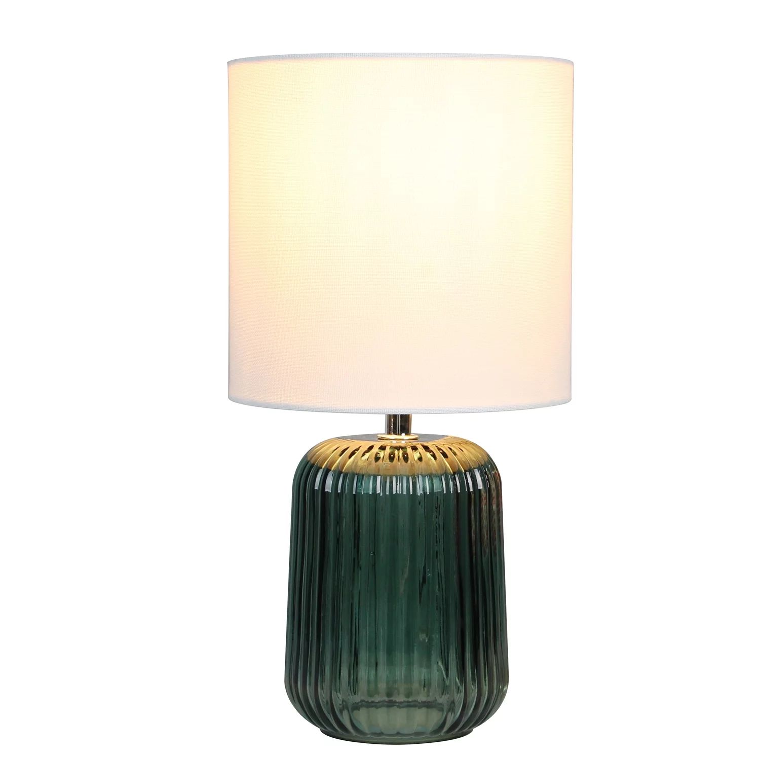 Best seller Mainstays Mainstays 12.75"H Mini Green Glass Stripe Table Lamp with White Lamp Shade ... | Walmart (US)