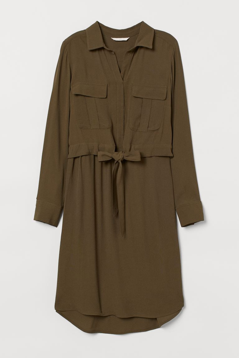 Kurzes Stillkleid aus Webstoff mit V-Ausschnitt und innovativer Stillfunktion, die das Stillen er... | H&M (DE, AT, CH, NL, FI)