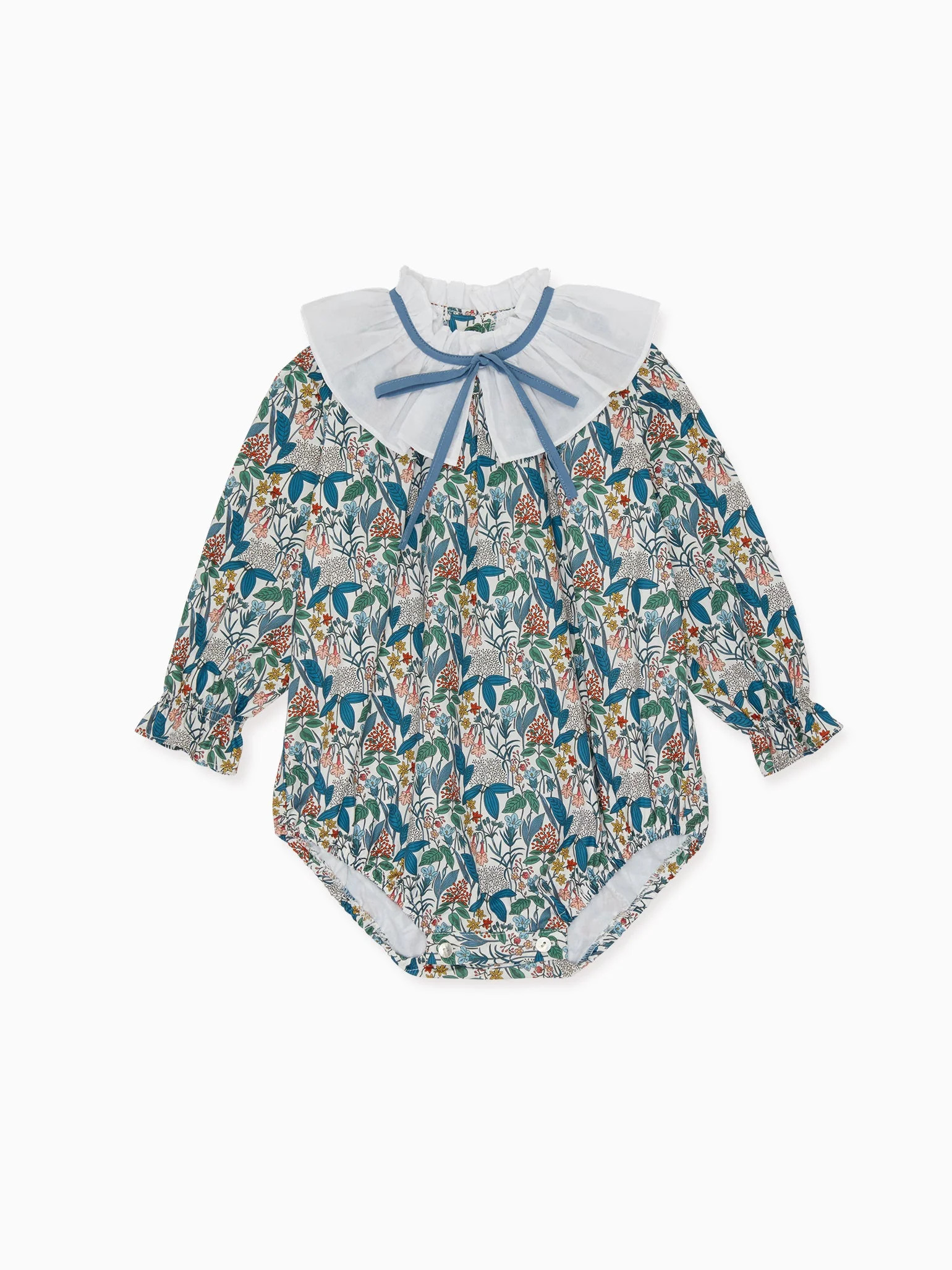 Teal Floral Odisea Baby Girl Romper | La Coqueta