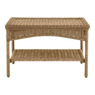 Hampton Bay Rosemont Light Brown Rectangular Steel Wicker Outdoor Patio Coffee Table 65-915BR44-1... | The Home Depot
