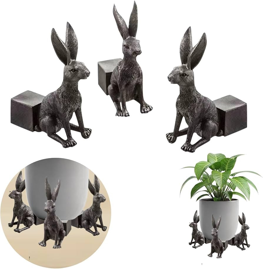 3Pcs Bunny Resin Pot Feet \u2013 Decorative Plant Stand Risers for Indoor/Outdoor Flower Pots, Du... | Amazon (US)