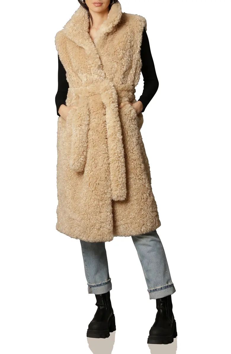 Faux Fur Belted Longline Vest | Nordstrom