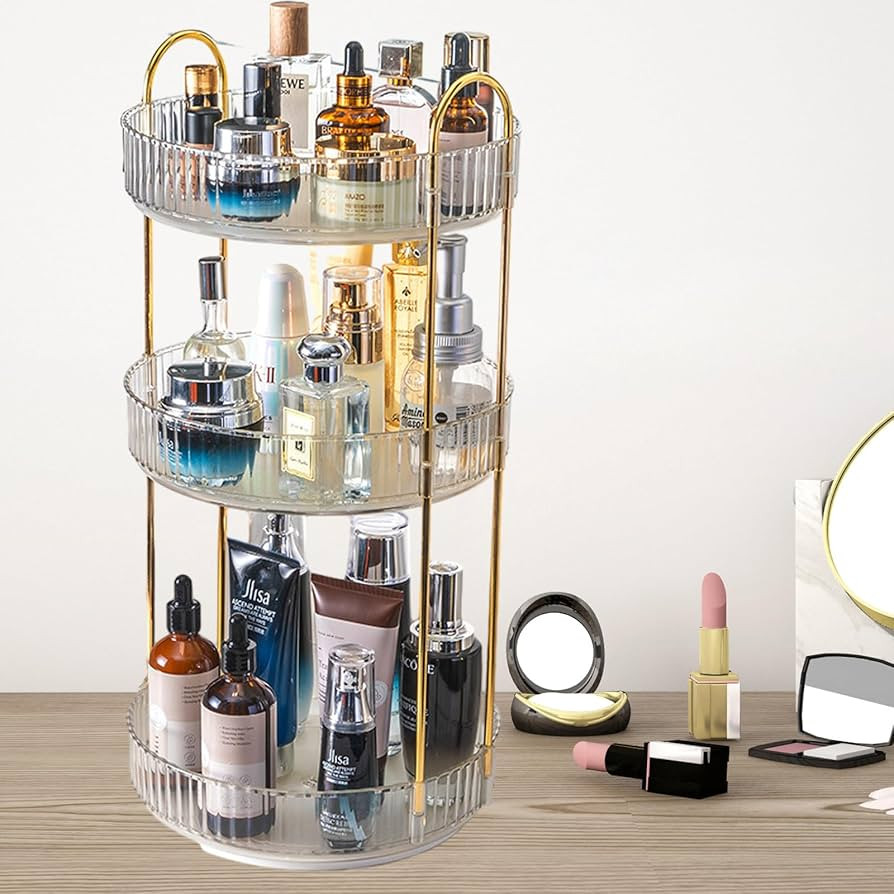 GYLBF 360°Rotating Makeup Organizer for Vanity 3 Tier, Bathroom Counter Organizer, Large Capacit... | Amazon (US)