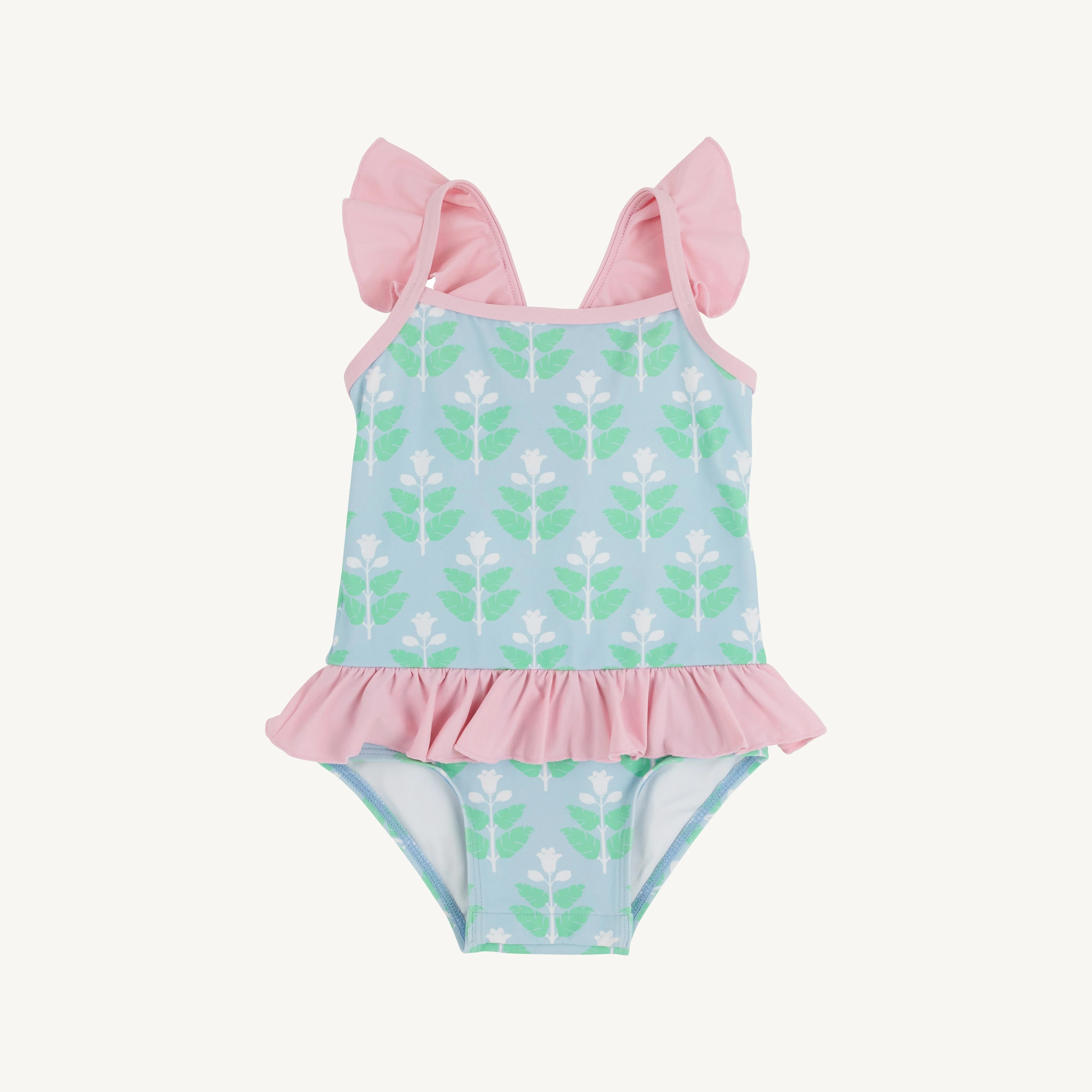 St. Lucia Swimsuit - Hanover Hand Block with Palm Beach Pink | The Beaufort Bonnet Company
