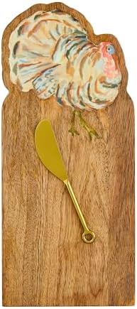 Mud Pie Turkey Enamel Gather Serving, board 13" x 5 3/4" | spreader 5 1/2", BROWN | Amazon (US)
