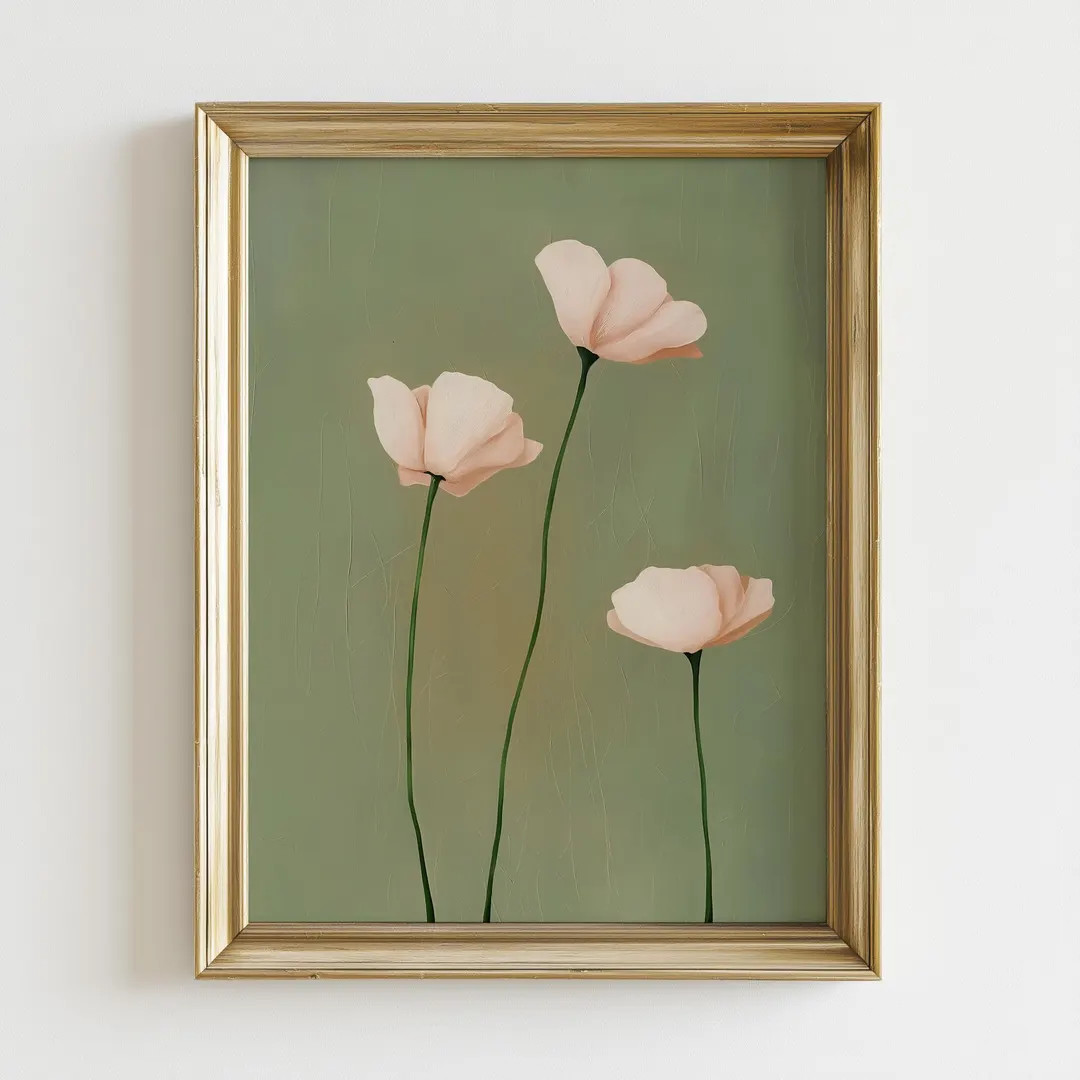 Minimalist Flower Wall Art, Soft Pink Floral Print, Neutral Botanical Decor, Modern Simple Art, D... | Etsy (US)