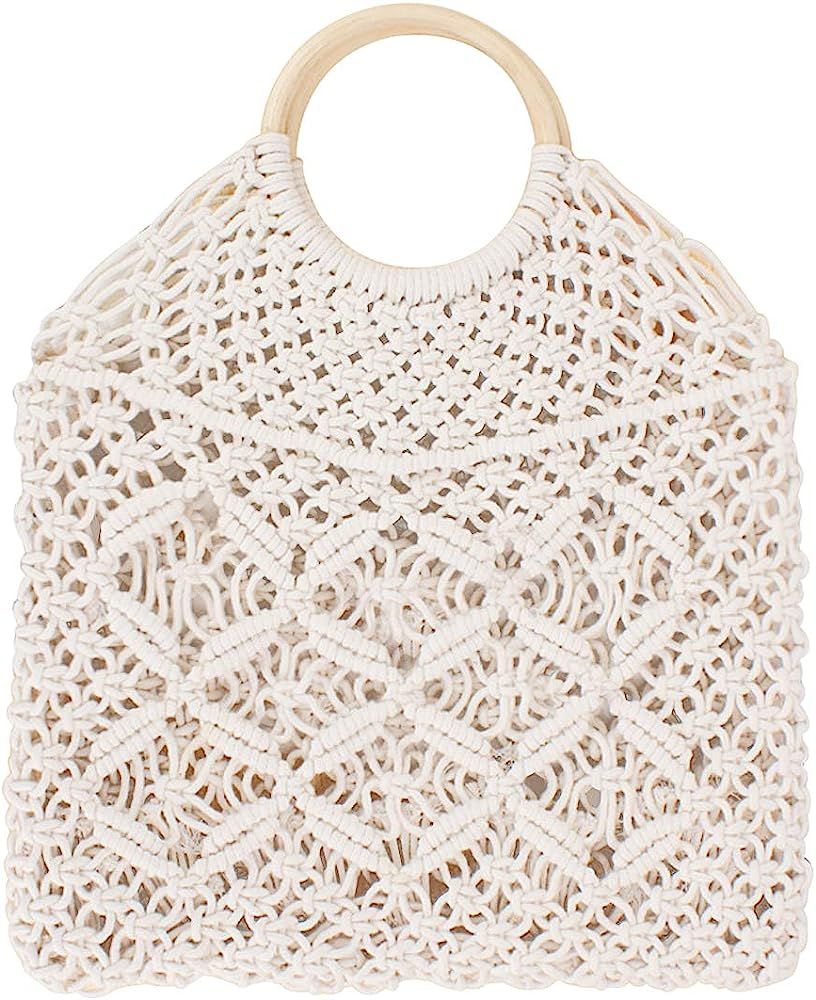 CHIC DIARY Womens Hand-woven Straw Shoulder Bag Summer Beach Handles Tote Handbag | Amazon (US)
