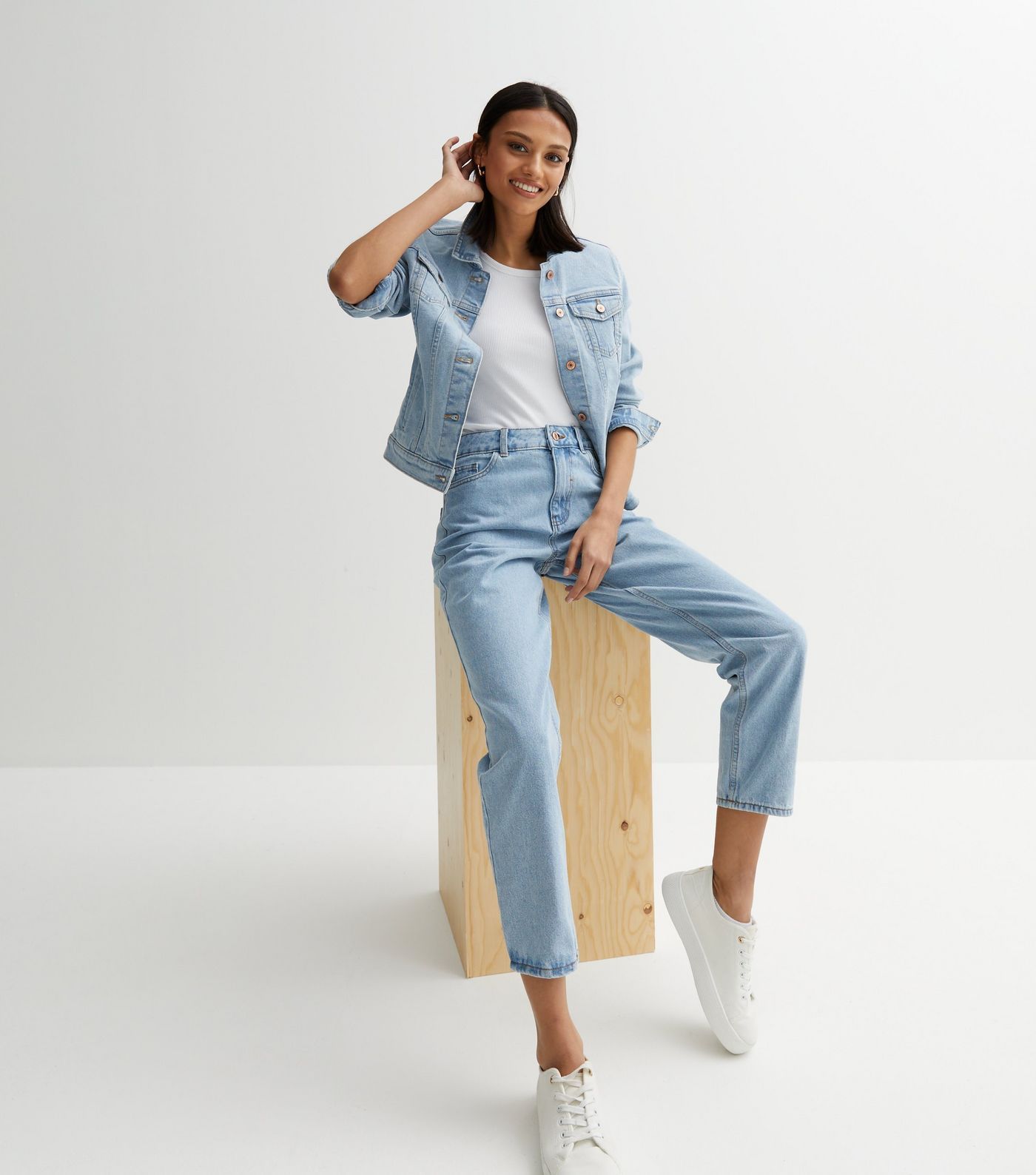Pale Blue High Waist Rigid Mom Jeans
						
						Add to Saved Items
						Remove from Saved Item... | New Look (UK)