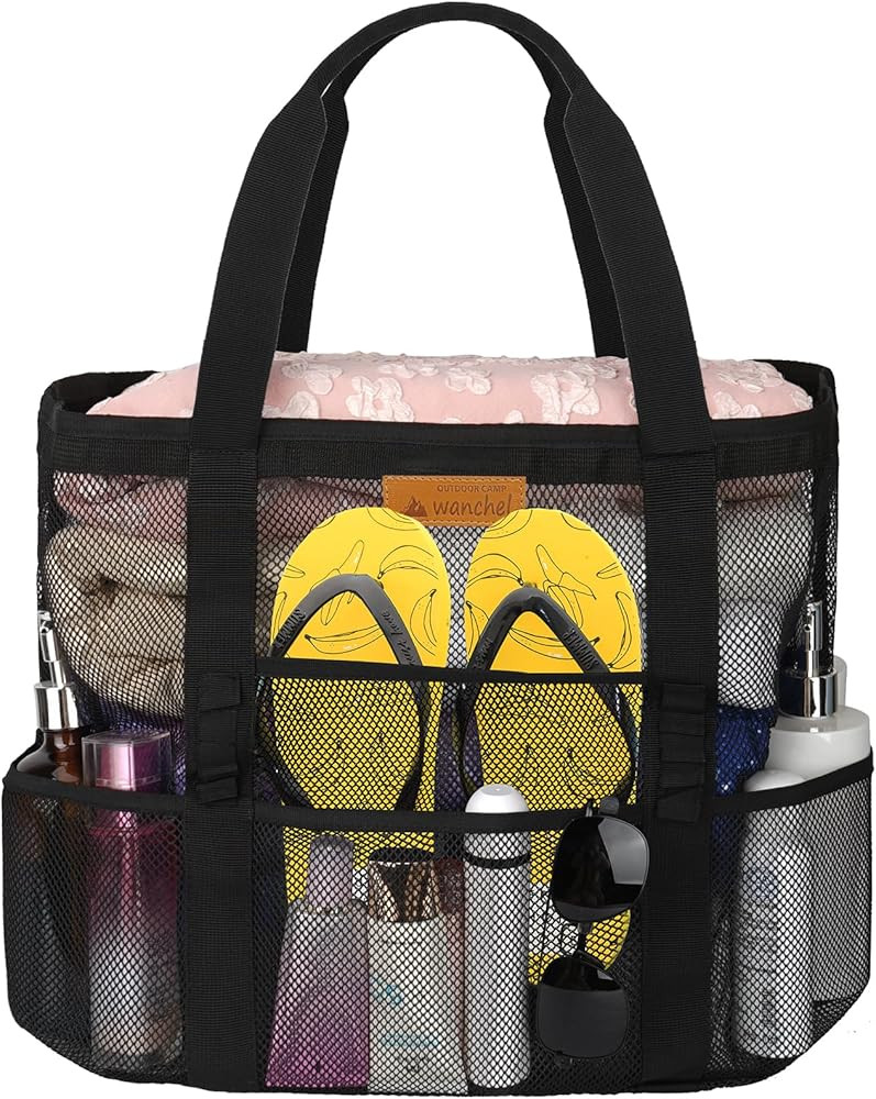Mesh Beach Bags for Women - Plus Waterproof Sandproof Tote Bag | Amazon (US)