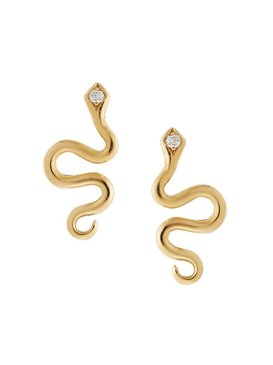 Snakes 18K Yellow Gold & 0.03 TCW Diamond Stud Earrings | Saks Fifth Avenue