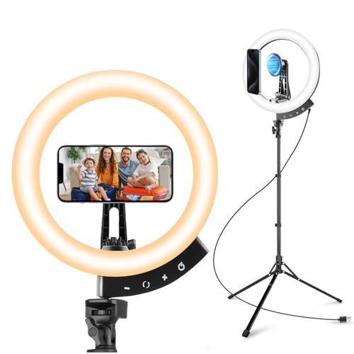 Aureday 12'' Selfie Ring Light with 62'' Tripod Stand and Magnetic Phone Holder, LED Ringlight for Recording/TikTok/Makeup/Photography, Circle Fill Light with Wireless Remote for iPhone&Android Phones | Amazon (US)