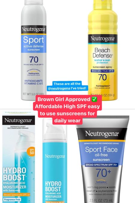 Sunscreen doesn’t need to be expensive nor a bad experience especially if you have brown skin!!! None of these have a white cast, are accessible and easy to use, and have HIGH SPF great for the sunny days ☀️‼️

#LTKBeauty #LTKFestival #LTKSeasonal