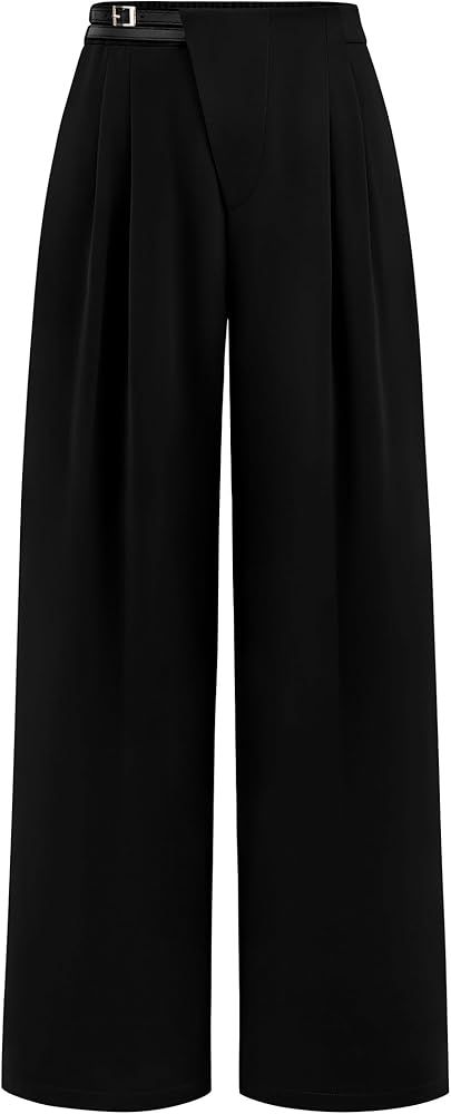 PRETTYGARDEN Women's Wide Leg Pants Dressy High Waisted Business Casual Work Office Suit Palazzo ... | Amazon (US)